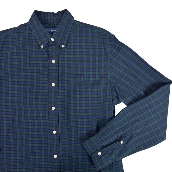 Ralph Lauren Mens Medium Blue, Green & Black Button Front Shirt - Picture 1 of 8
